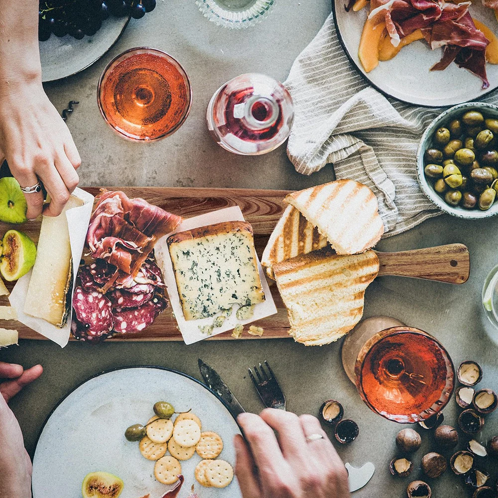 Wood Cheese Board with Handle Long Charcuterie Plate Serving Board Large Wooden Cheese Board