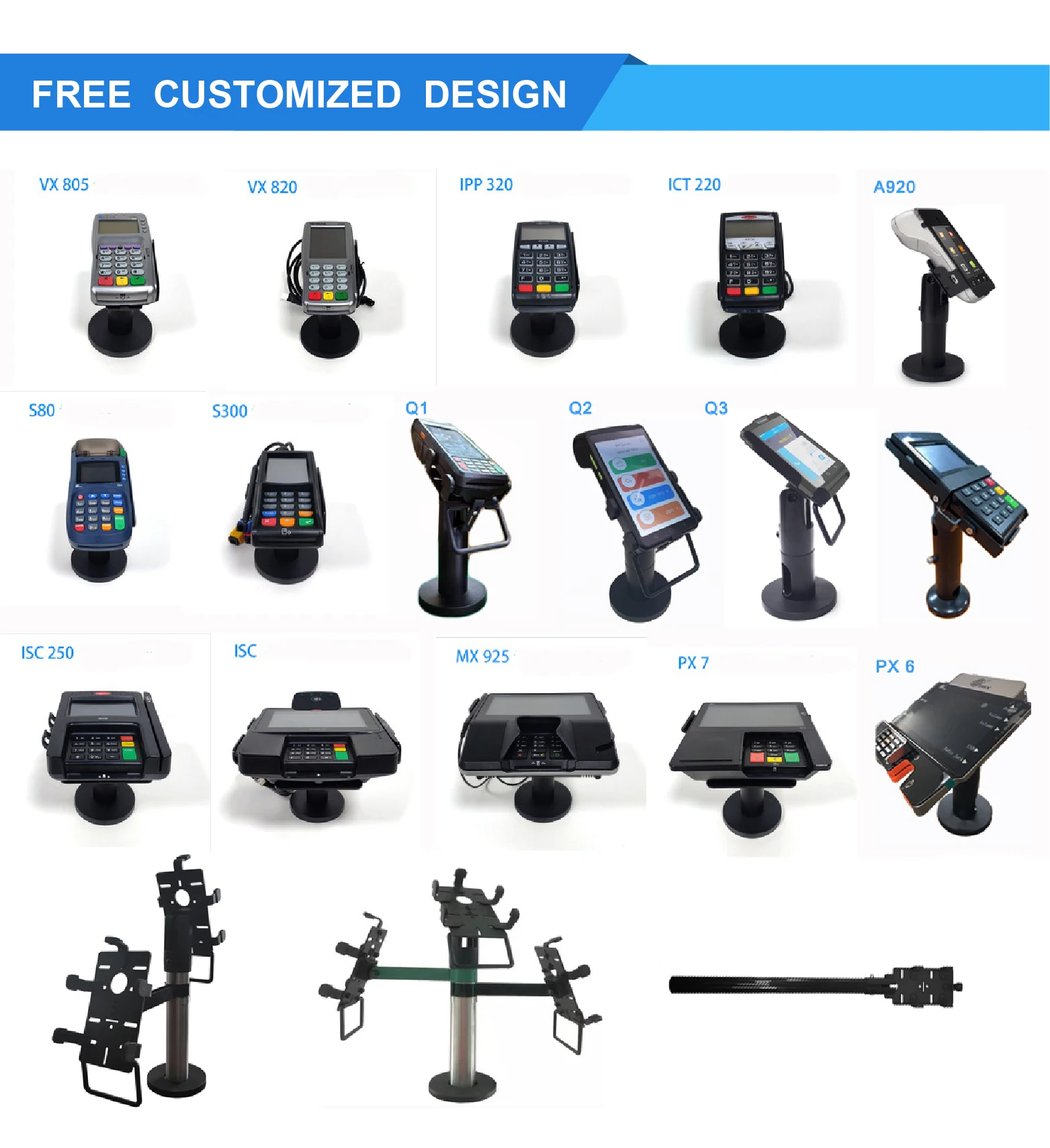 Metal rotatable credit card terminal holder POS machine stand POS device holder for verifone P200/P400 plus