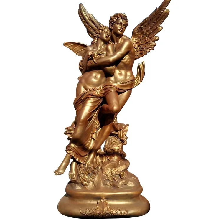 Famous decorative Roman angel sculpture Greek fiberglass Cupid and Psyche Sculpture statues