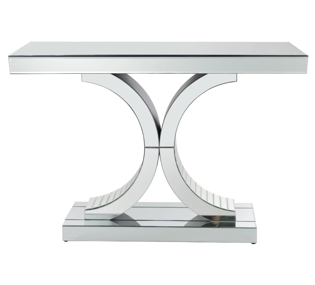 
Crushed Dimond Mirrored Console Table Hall Designer Hobby Hotel White Hallway Antique Wood Style Chinese USA Living 