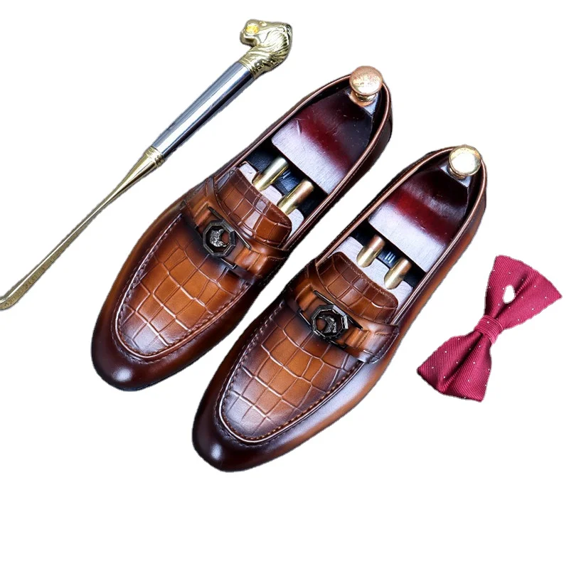 Tsutsu, кожаная Летняя Стильная мужская обувь аллигатора, дышащая мягкая подошва с круглым носком, деловая повседневная обувь