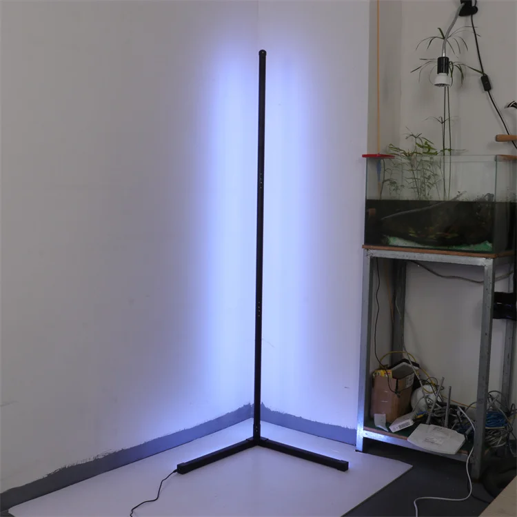 Wireless Remote Control Minimal Corner Floor Lamp Rgb Color Changing Dimmable Led Linear Modern Standing Light Floor Lamp