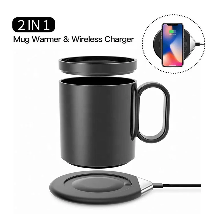 55 Degree Electric Ceramic Coffee Mug Warmer Wireless Charging 350ml Ceramic Cups