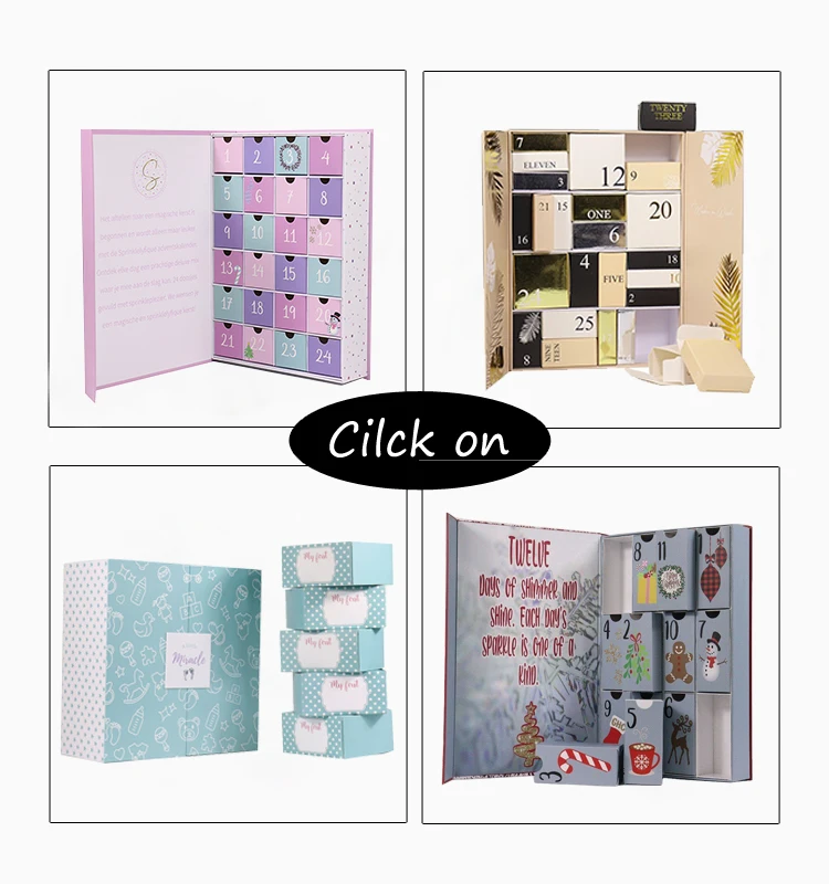 Luxury advent calendar cardboard box custom printing 25 days of Christmas advent calendar box