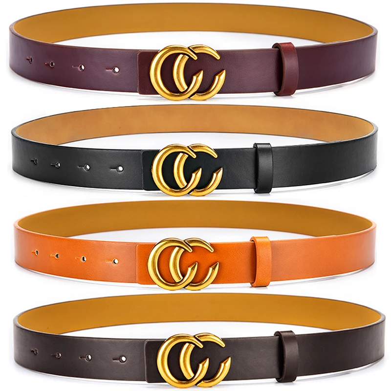 Новинка 2022 года, ремни из искусственной кожи для джинсов, модный ремень из искусственной кожи для джинсов с двойной пряжкой C