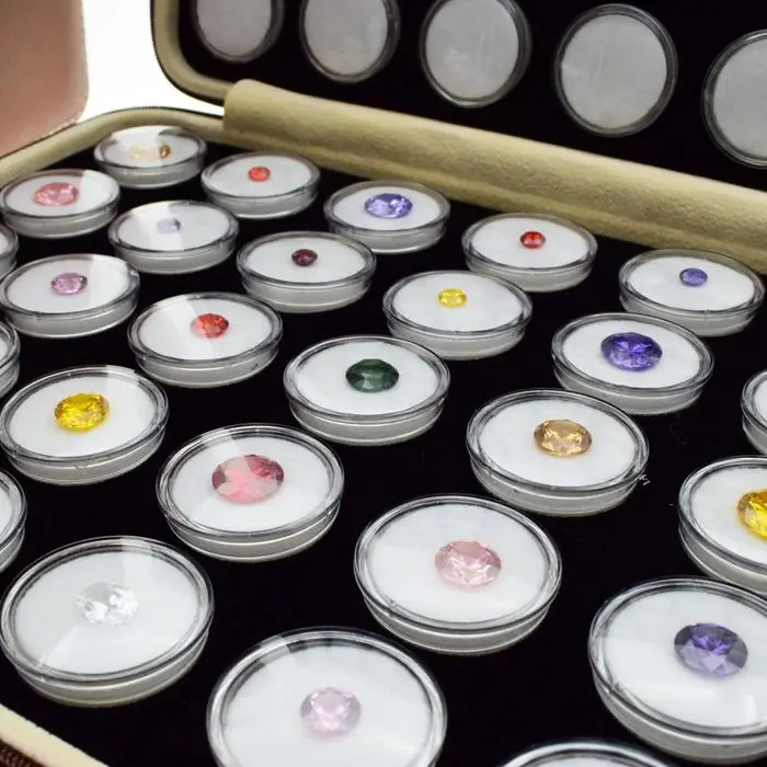 60 small round white storage gemstones show brown loose diamond ring box gemstone box display plastic gemstone box