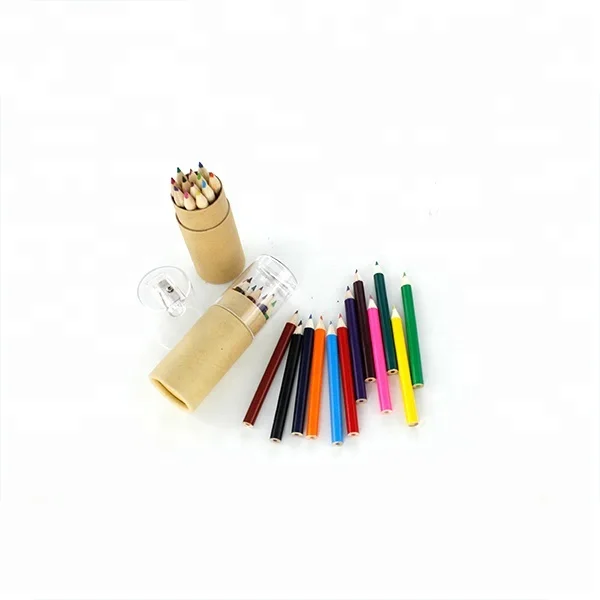 Home Drawing Set Mini 12PCS Color Pencil Paper Tube Packing Color Pencil Set with Sharpener