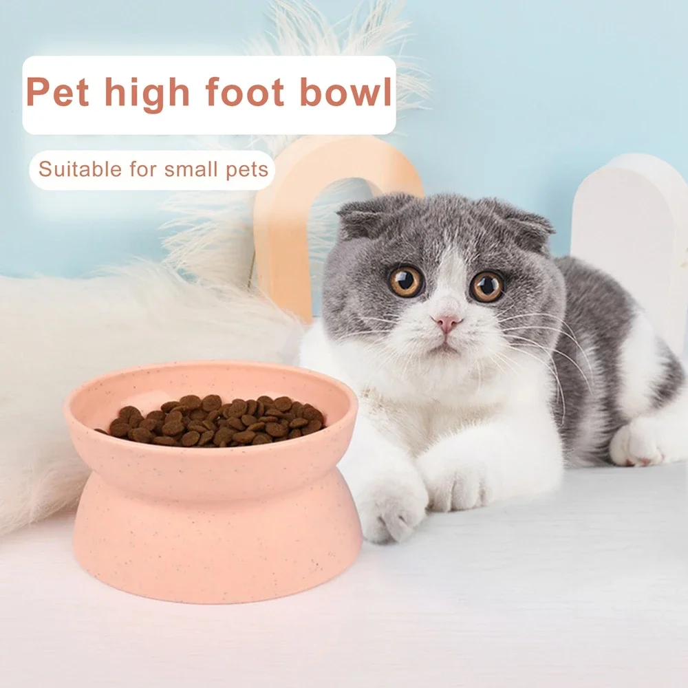 Cat Bowl 15 Degrees Raised Plastic Non-Slip Puppy Dog Cat Food Feeder Cup Drinking Water Feeder Tilt Safeguard Neck Pet Bowls
