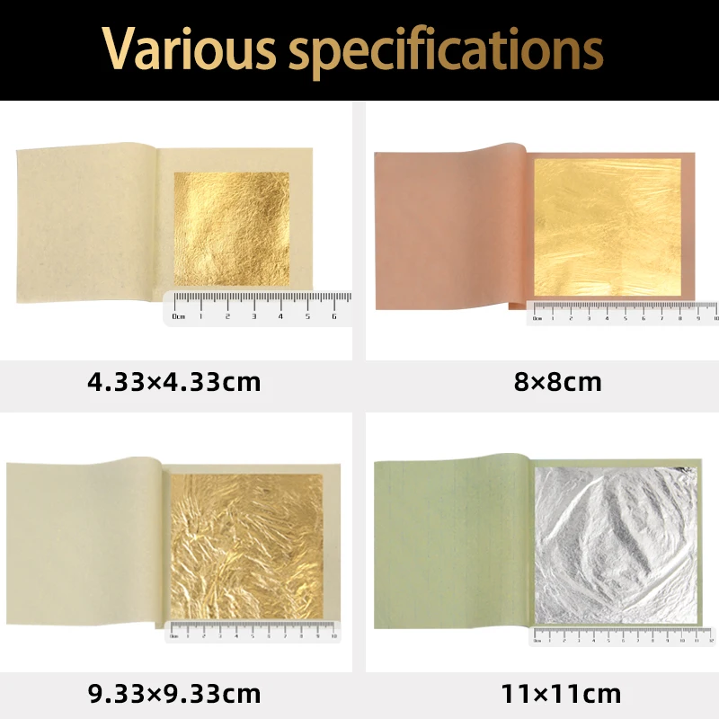 8 x 8 cm 24K Chinese Pure Gold Leaf  Food Decoration Furniture Picture Frame Gilding 24K Gold Leaf Sheets
