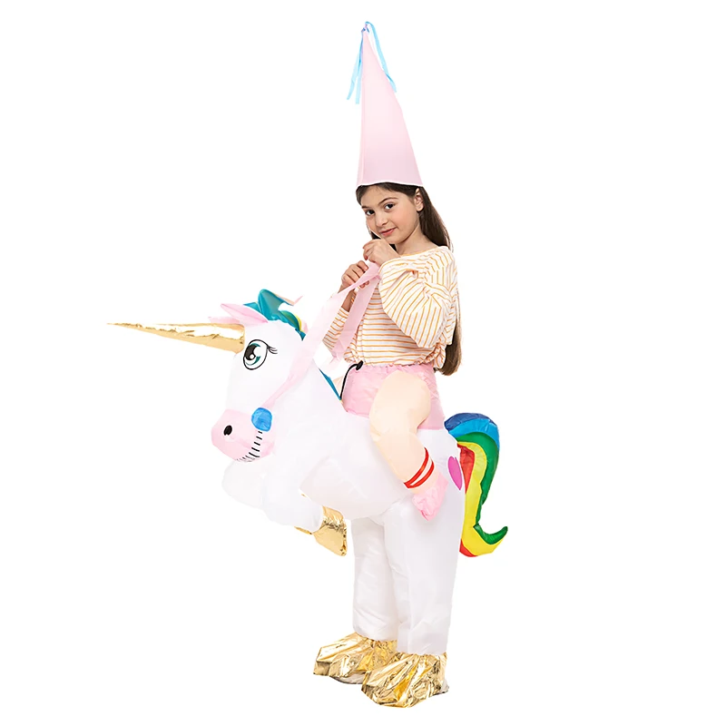 Hot Selling Children Cosplay Inflatable Costume Blow Up Inflatable Kids Rainbow Unicorn Costume