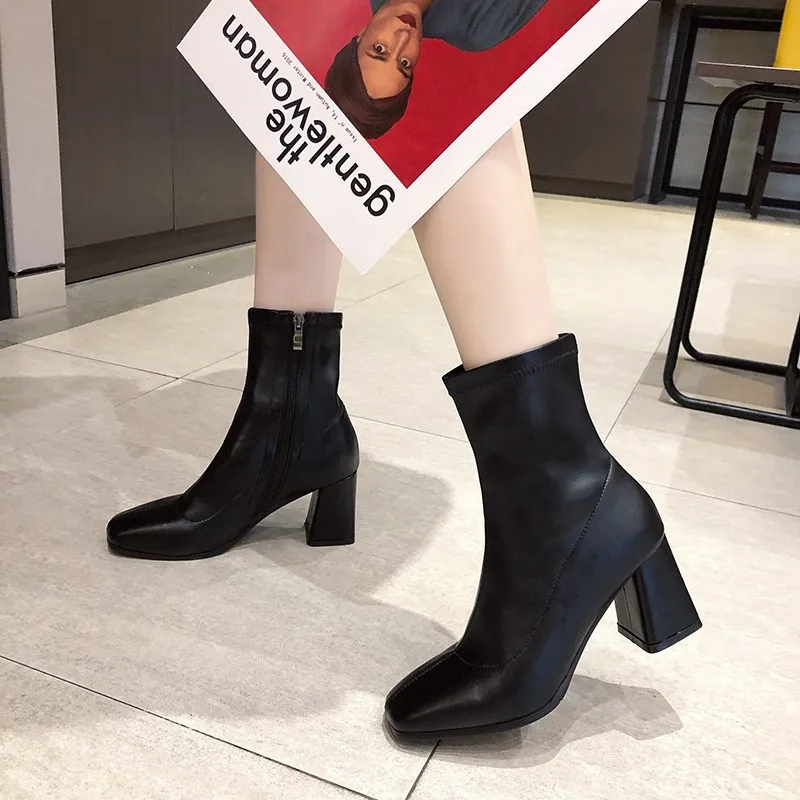 
Popular Design Microfiber Surface Women Chunky Heel Boots 