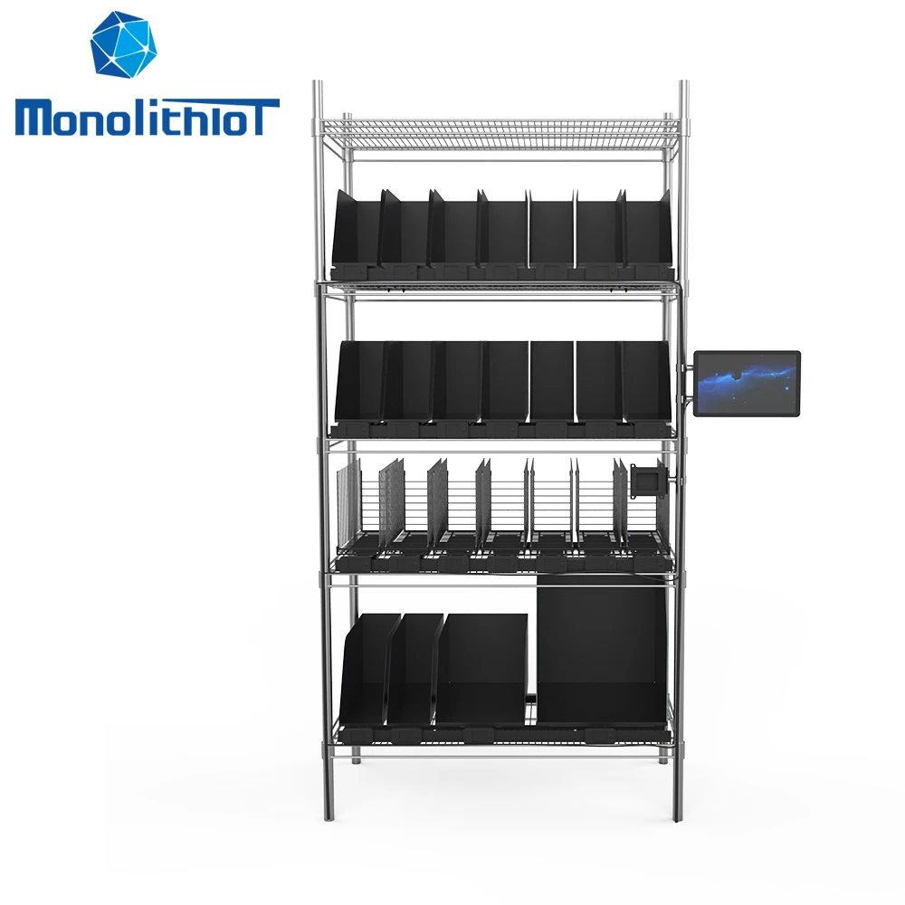 MonolithIoT light duty rack automated inventory counting management system solutions smart bin weighing gravity shelf