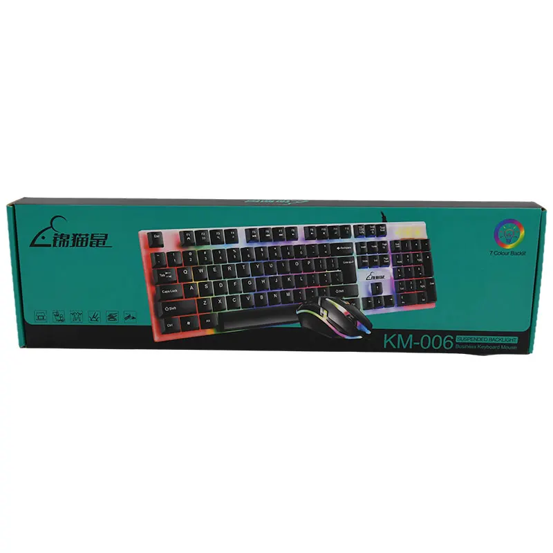 JINMS KM006 Wired Keyboard and Mouse Set RGB Gaming Keyboard and Mouse Combo for Gaming Office