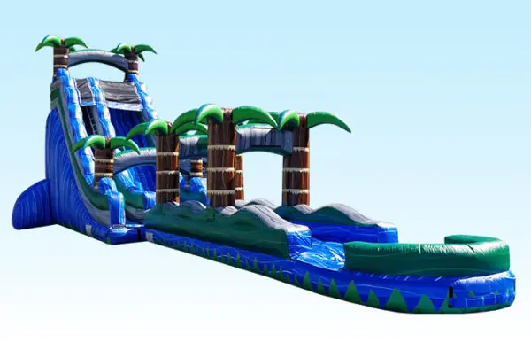 water inflatable  double lane  water  slide jumping bouncy  pool slide with detachable pool for sale