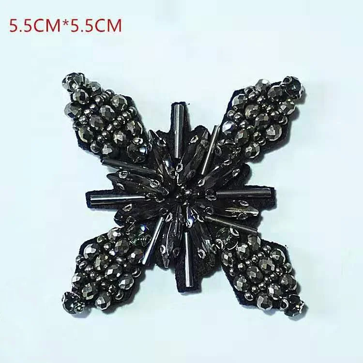Wholesale garment accessories Hand Beaded applique Decorative clothing patches Sew on rhinestone applique