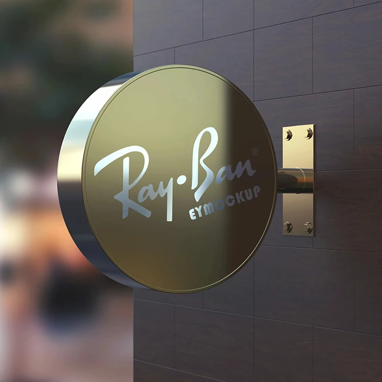 Wrought iron light box sign round double-sided LED acrylic shop sign outdoor waterproof sunscreen billboard side strokes