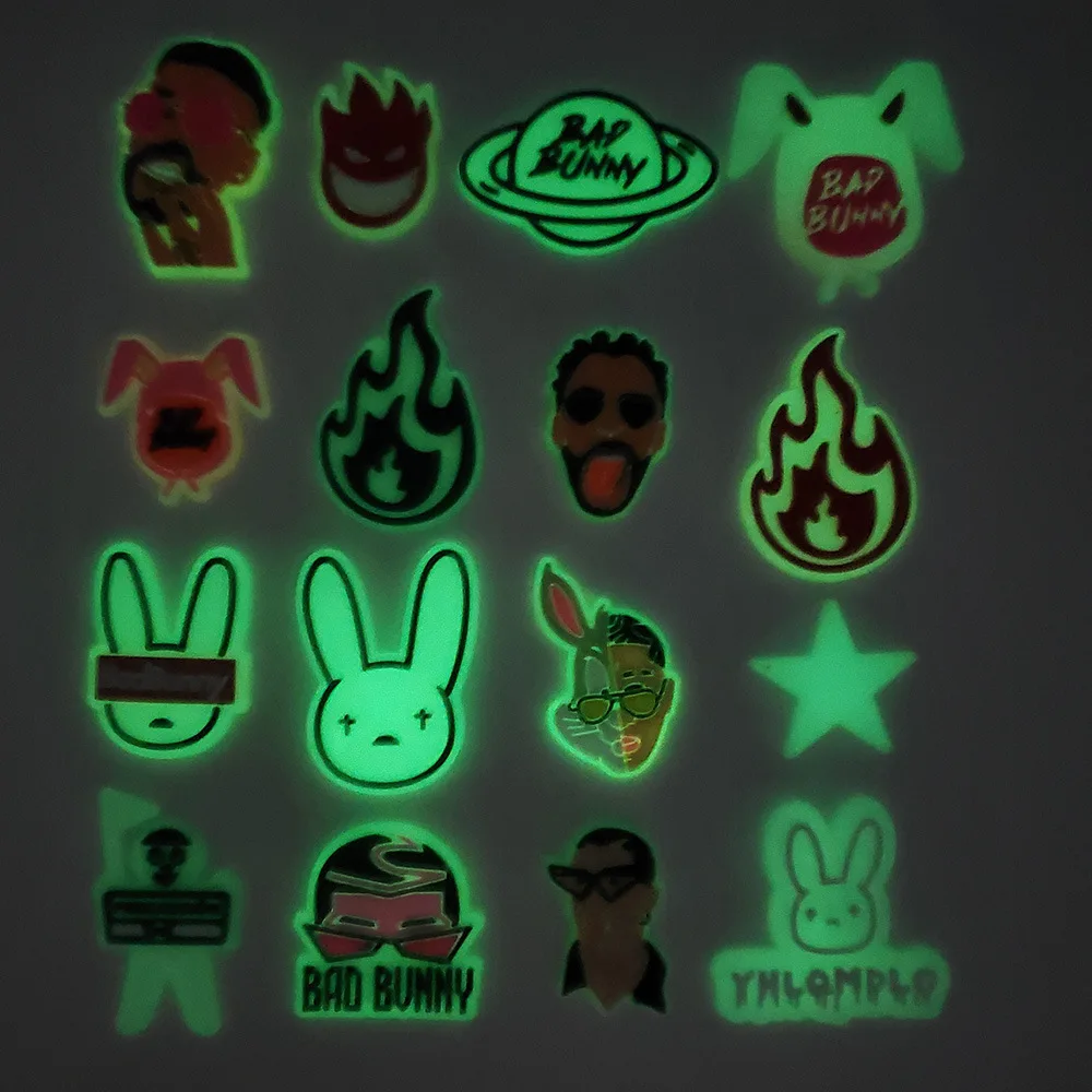 bad bunny glow up in the dark croc charms decoration for croc accessories clog design charms bulk glow charms