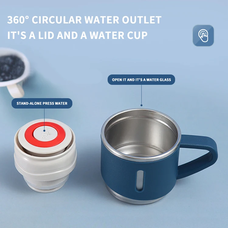 Promotional Drinking Cup Business 500ml Water Bottle 304 Stainless Steel Vacuum Flask Gift Set with Gift Box & 3 Cup Lid