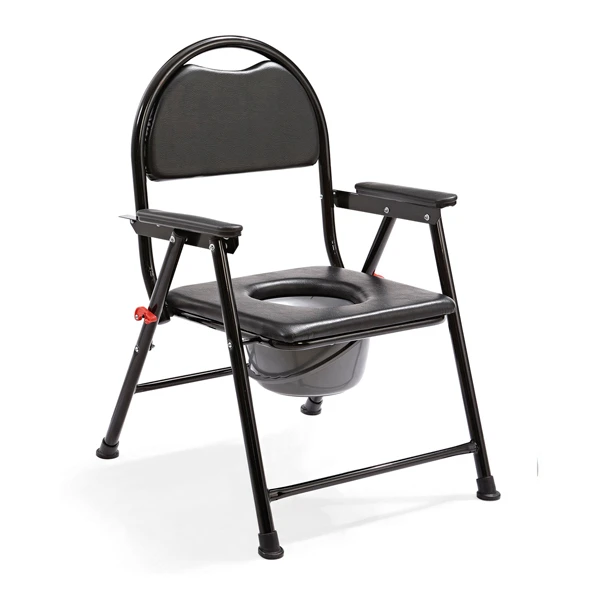 black printed Bathroom Commode economy chair seat Height Adjustable Folding Toilet Commode Chair With bucket