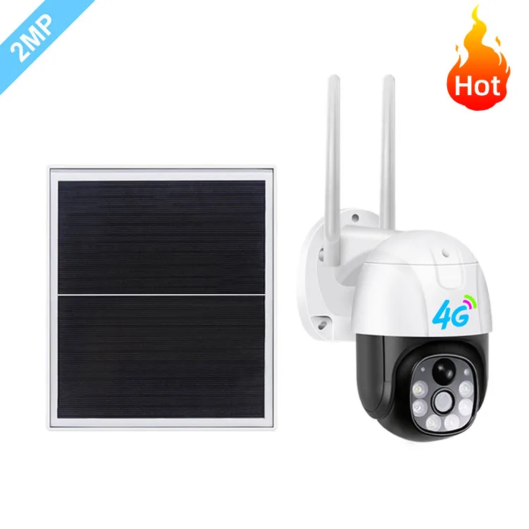 Outdoor PTZ Camera Built-in Alarm IP65 Waterproof Two-Way Intercom Night Vision 1080P WiFi 4G Solar Security Camera