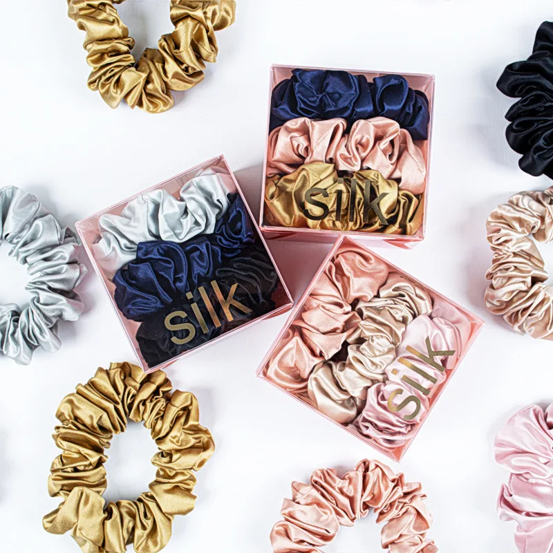 Wholesale Large Silk Scrunchies for Hair Elastic Hair Bands Premium Scrunchy Hair ties