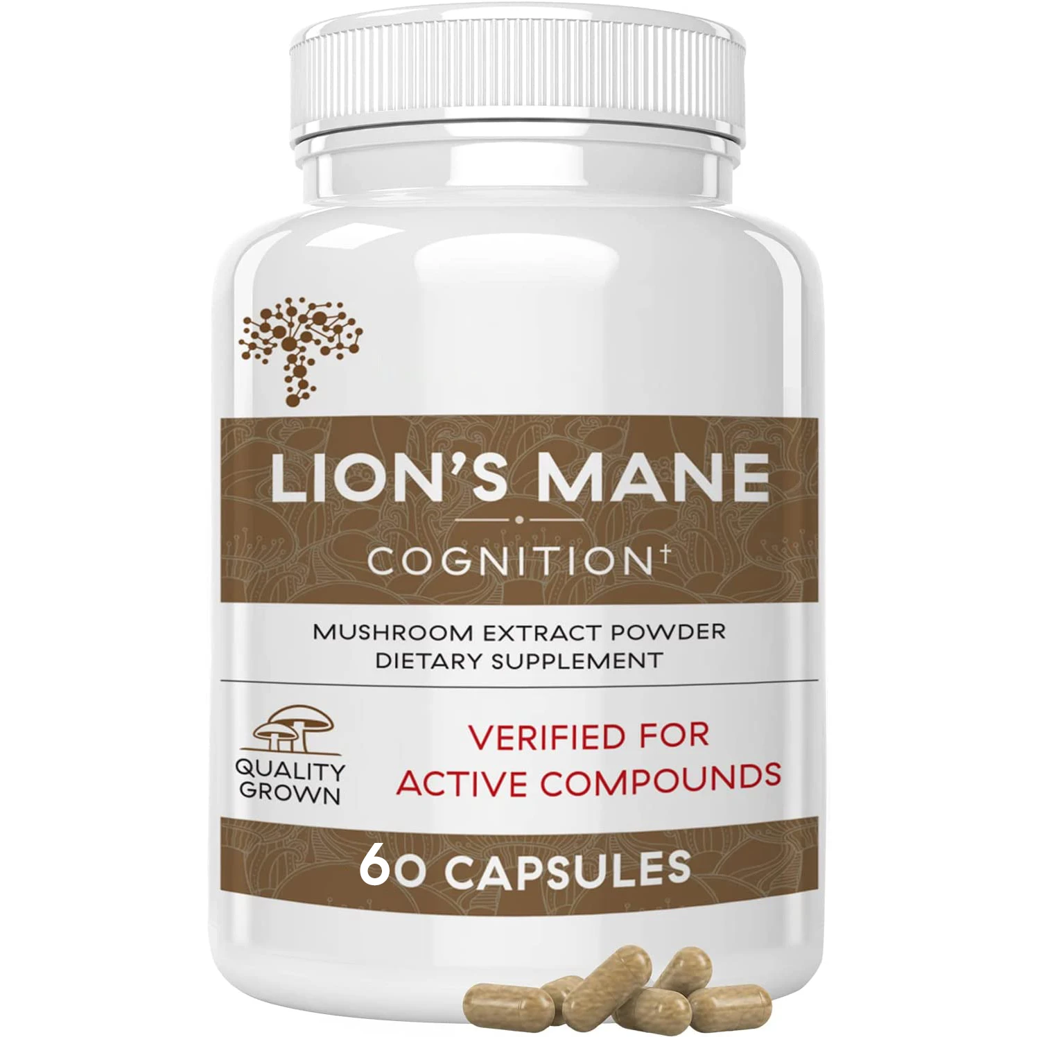 Natural Lions Mane Brain and Focus Supplements Mushroom Powder Extract Capsules for Better Cognitive Health