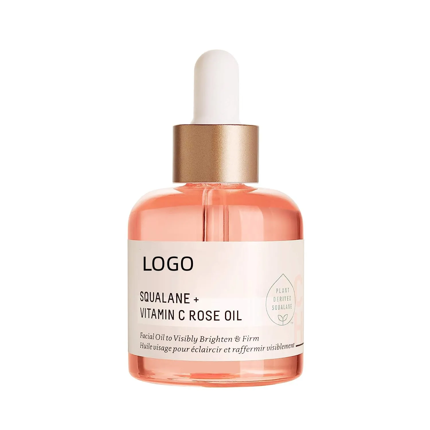 Private Label Lightweight Anti Aging Brightening Squalane + Vitamin C Rose Face Oil