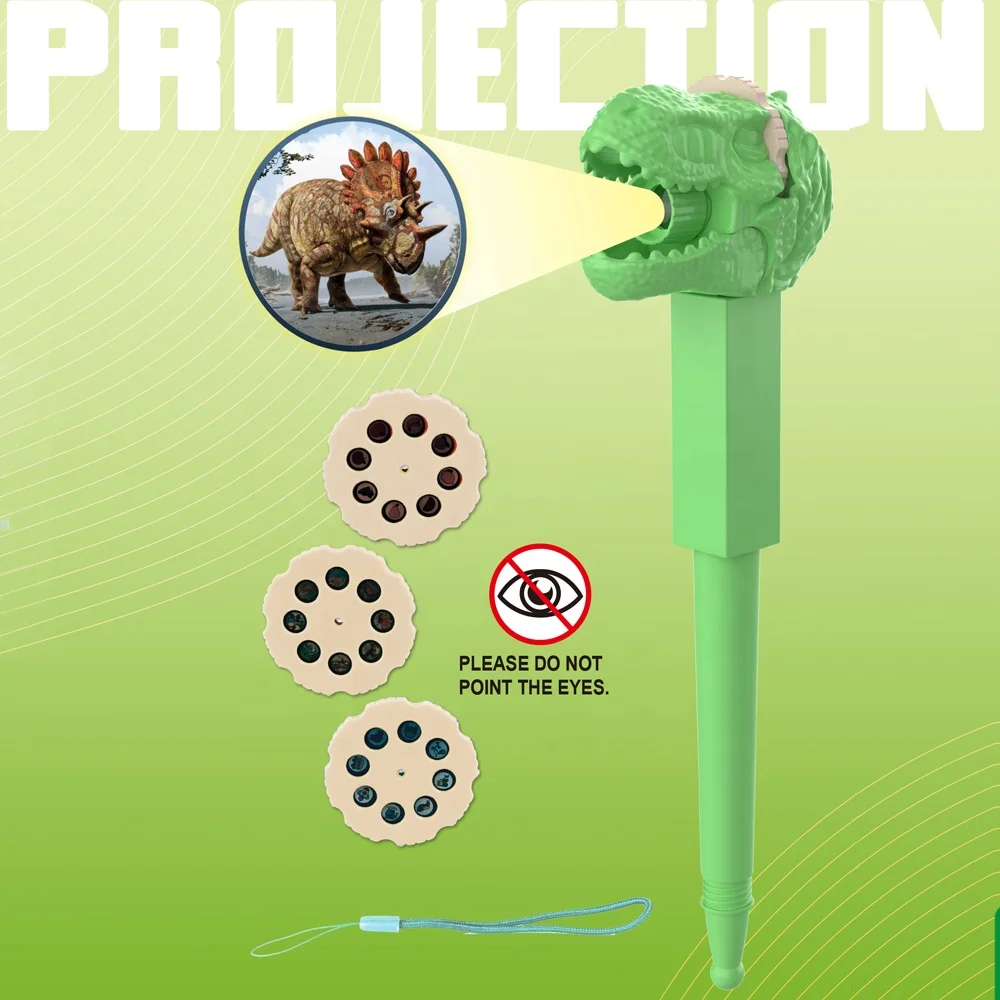 New items dinosaur projection slide pen kids DIY drawing toy projector pen projection doodle with multi-functional ballpoints