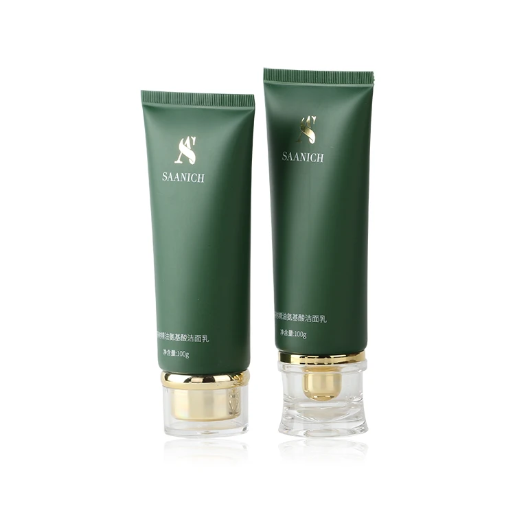 Matte Silkscreen Printing customize  Cosmetic Foundation Makeup Tube With Gold Acrylic cover