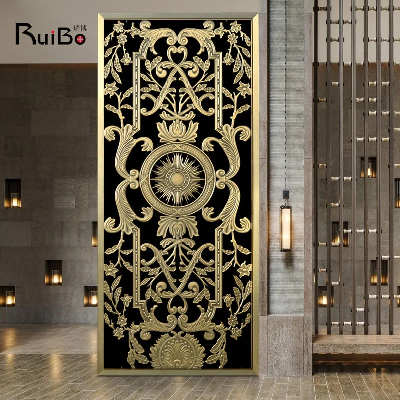 Antique bronze sitting room porch light luxury aluminum alloy carve screen partition metal relief minted hollow-out the grille