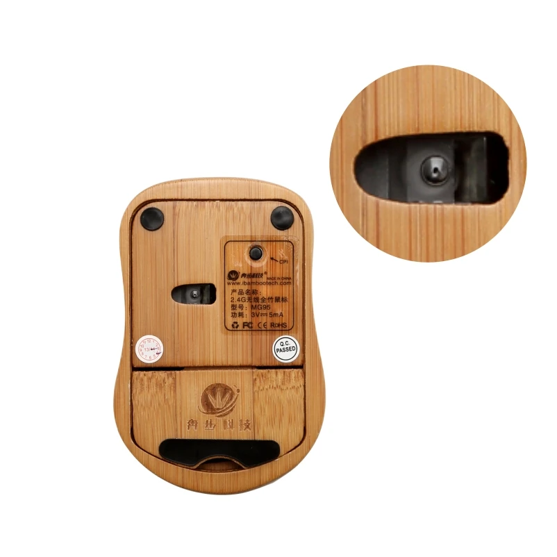 Factory Eco Friendly Wireless Bamboo Mouse Bamboo Computer Mouse Optical Wireless Mouse