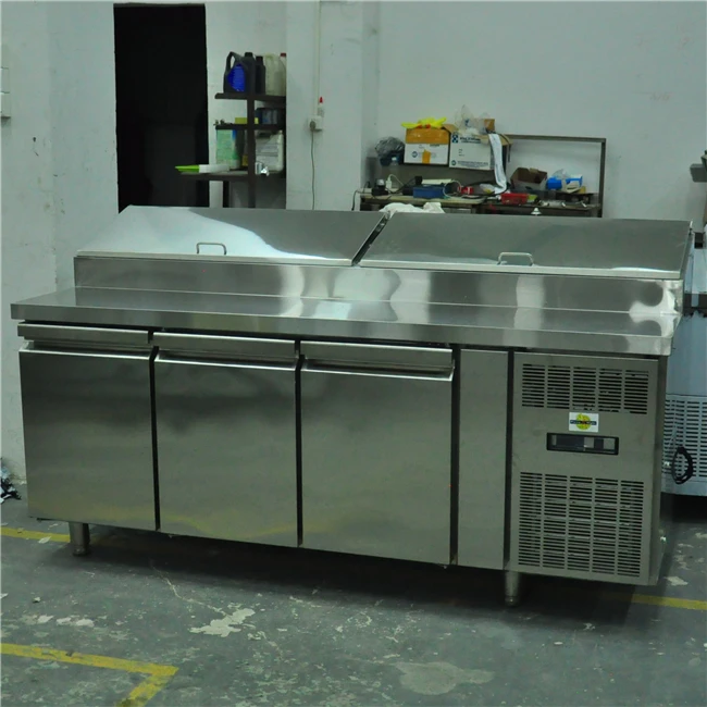 Pizza pasta prep fridge table refrigerated with 2 doors