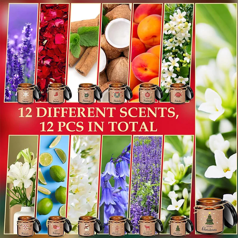 Customized Packaging Logo Printing Luxury Colored Christmas Style Glass Jars Private Label Soy Wax Scented Candle luxury Sets