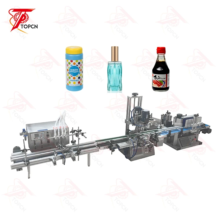 Cosmetic Packaging labeling Production Line Full Automatic Water Juice Plastic Round Bottle Liquid Filling And Capping Machine