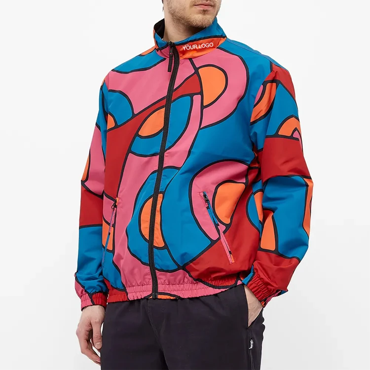 New Arrival Track Jacket Color Blocked Mens Windbreaker with OEM logo design track suit jacket