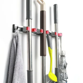 Indoor and outdoor Aluminum Wall Mounted Mop Storage And Broom Holder