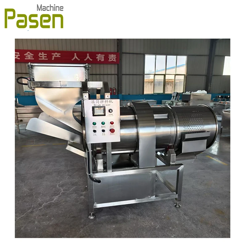 Banana Chips Nuts Roasting And Flavoring Machine Single Roller Seasoning Tumbler Seasoning Machine