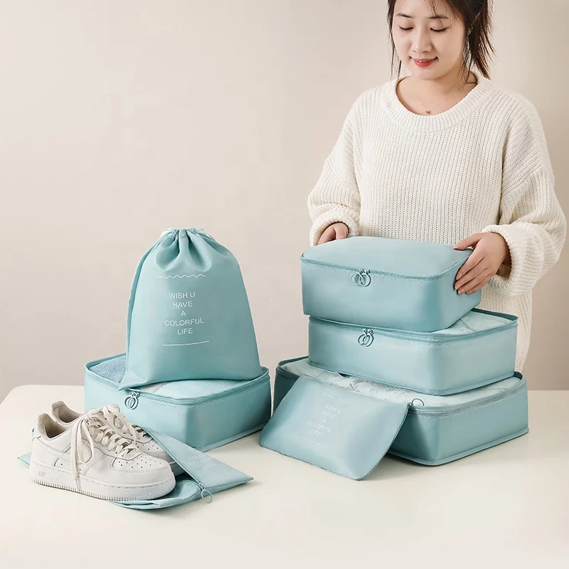 7PCS Travel Organizer Bag Set Outdoor Twill Luxury Fabric Travel Organizer Bag Set