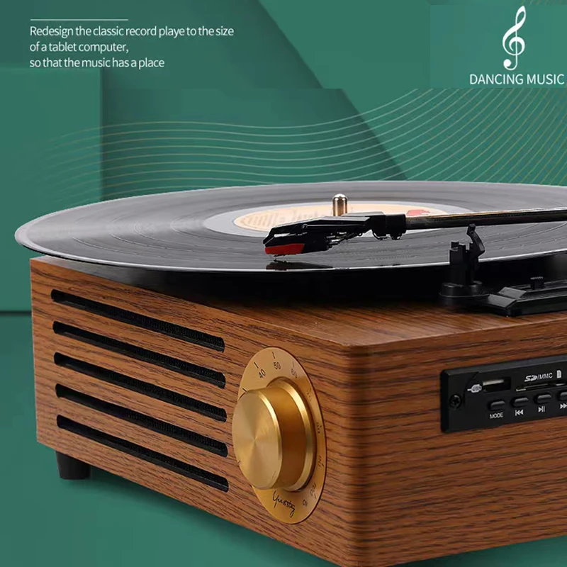 Custom Wooden Phonograph Music Box Retro Vinyl Turntable Record Player Built-in 3 Speakers