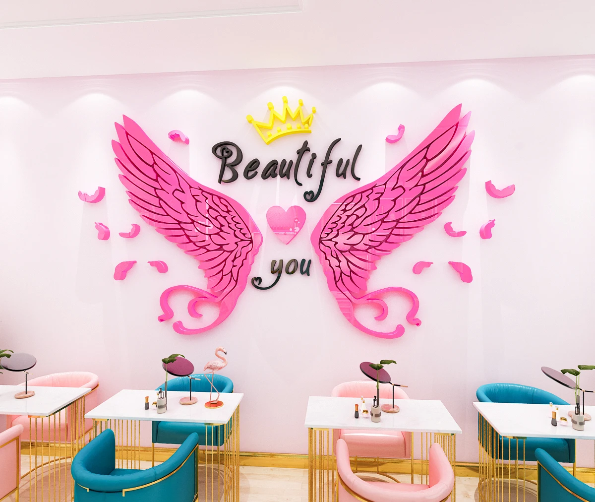 Wallpaper 3D acrylic creative decoration for bedside living room office shopping mall beauty salon background wall sticker