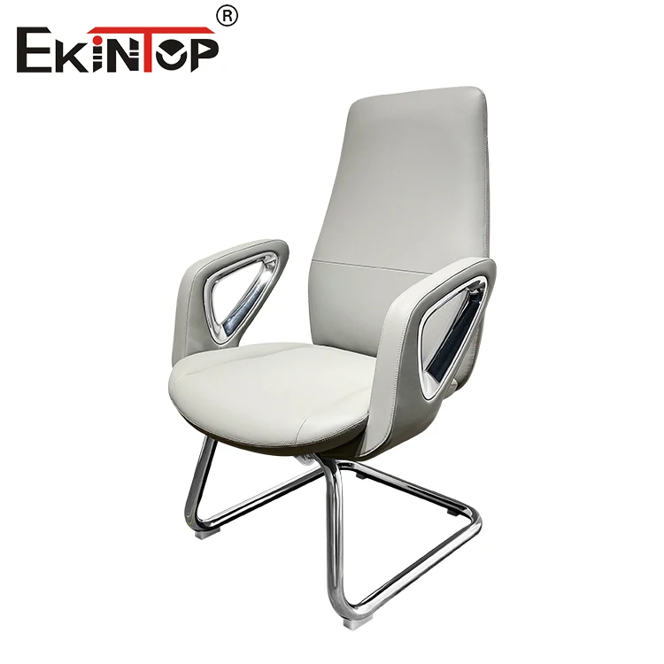 Ekintop Luxury Visitor Chair Leather Home Office Chair Executive Ergonomic White Office Visitor Chairs with Lumbar Support