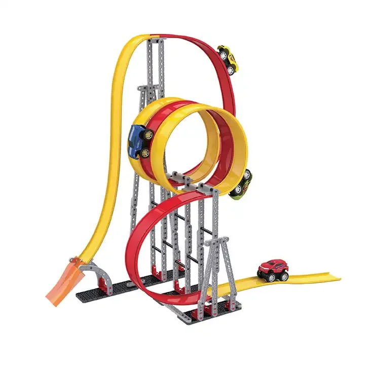 Kids DIY Slot Toys 193 pcs Building Block Friction Slot Car Magnetic Track Car High Speed Railway Car