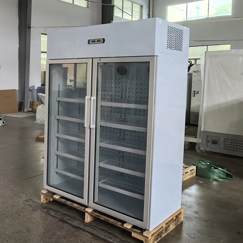 960L 8~20 Degree 2 Glass Doors Medical Pharmacy Refrigerator