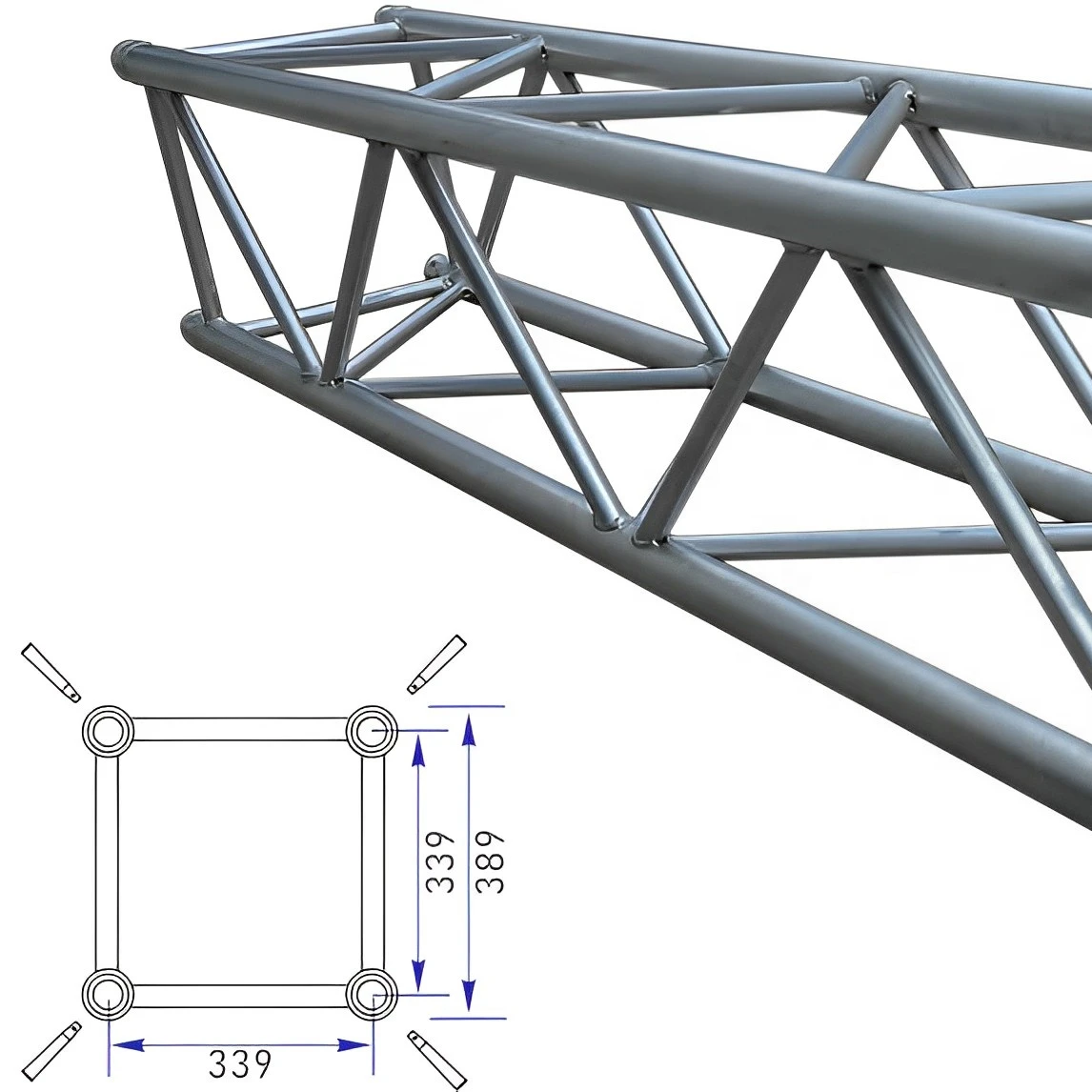 D50*3mm business exhibition show board meeting device trusses hardware assemble structure standing for performance in 4 pointed