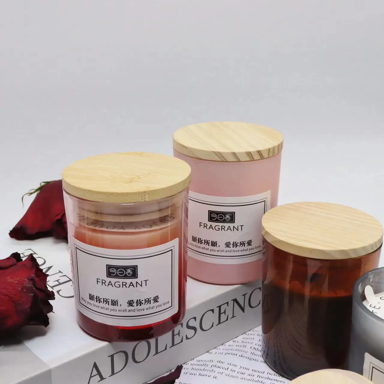 2024 Aroma Therapy Candle Luxury Aromatherapy Candle Bulk Soy Wax Glass Jar Scented Candle Set with Wooden Lid