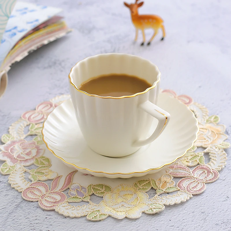 Huada Supplier Porcelain Espresso Cup Saucer Set Restaurant Cafe White Porcelain Cup And Saucers