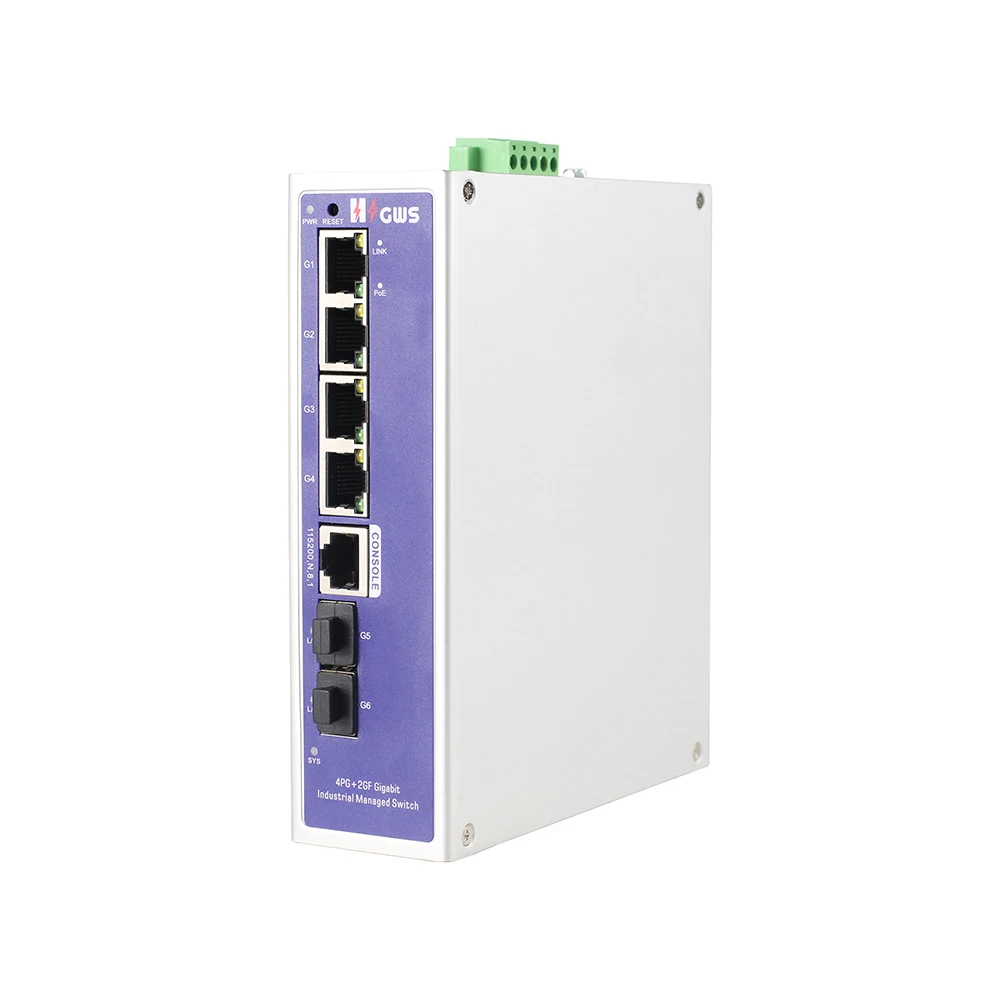 Hot Sale 6 Gigabit RJ45 port Managed Industrial Din-Rail Fiber Switch POE with VLAN ERPS Ring Network switch
