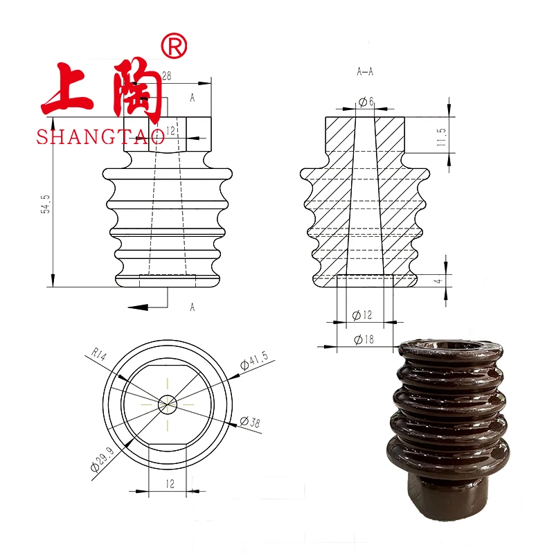 ANSI high voltage porcelain 33kv post brown insulator