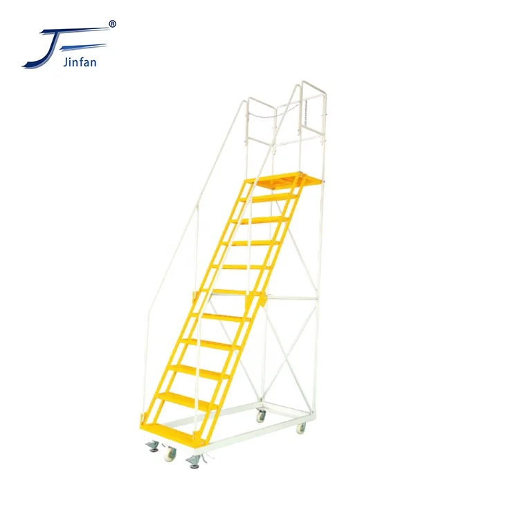 warehouse knock down collapsible strong steel Rolling Platform Ladders cart with Extra Bracing