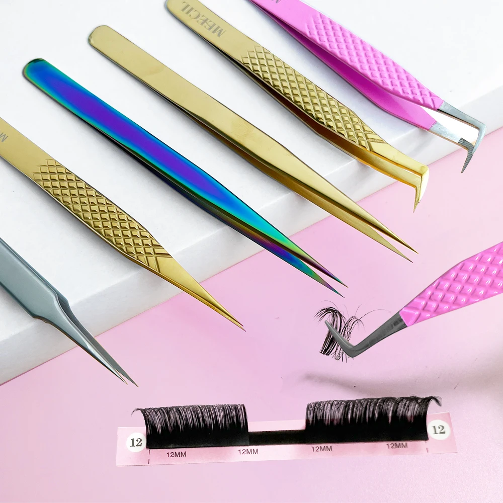 meecil Plastic silver wholesale private label tweezers stainless steel best lash tweezer packaging